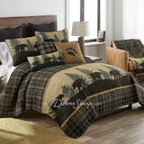 Donna Sharp Bear Walk Plaid Ultra Comfort Bedding Collection Bedding angle view with decorative pillows