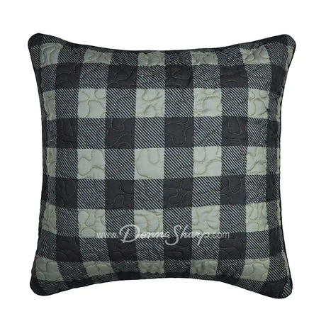 Green and black buffalo check plaid square decor pillow