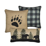 Donna Sharp Bear Walk Plaid Ultra Comfort Bedding Collection Decor 3 piece Pillow Set includes bear pillow, paw print pillow, and green plaid pillow