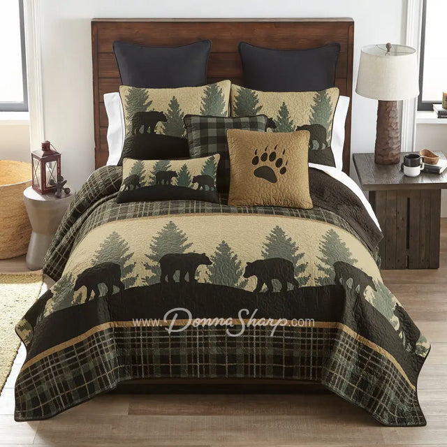 Donna Sharp Bear Walk Plaid Ultra Comfort Bedding Collection King Set, Quilt + 2 Shams Bedding