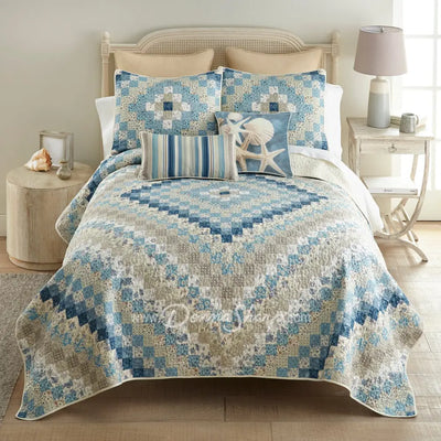 Donna Sharp Blue Diamond Polyester Quilt Collection Queen Set