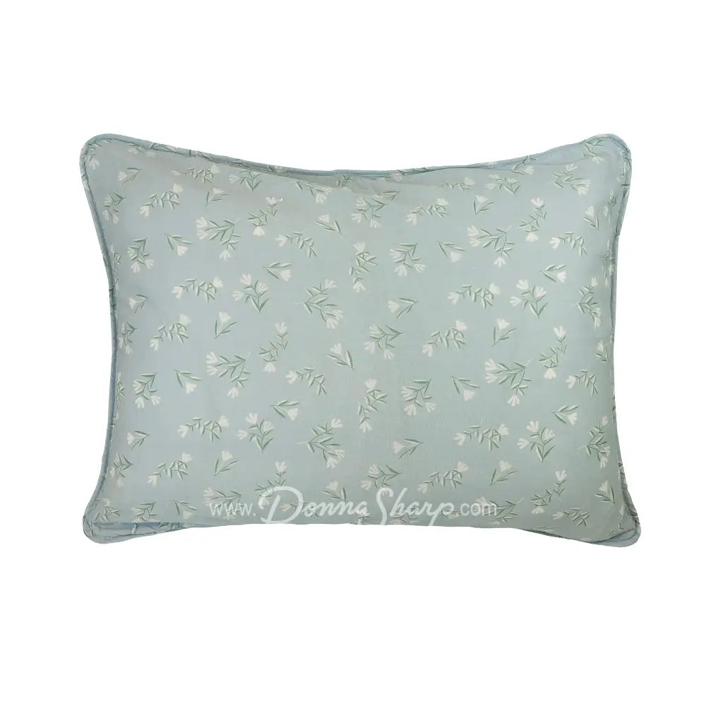 Donna Sharp Blue Pastures cotton pillow sham back in soft blue with delicate cream floral sprigs