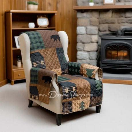 Donna Sharp Brown Bear Cabin Sofa Cover,(Chair) - Sofa Cover