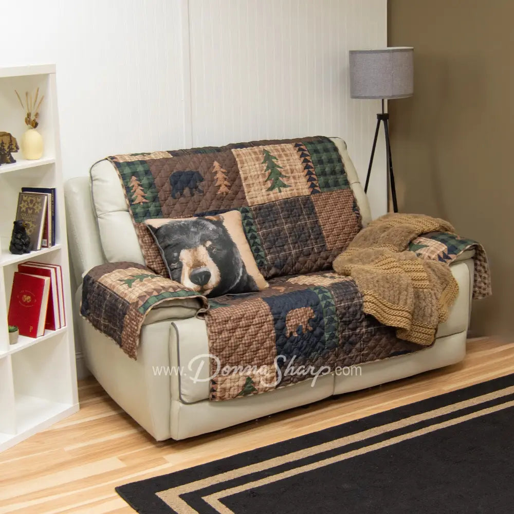 Sofa Cover, Brown Bear Cabin (Loveseat)