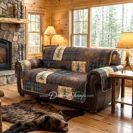 Donna Sharp Brown Bear Cabin Sofa Cover (Loveseat) - Sofa Cover