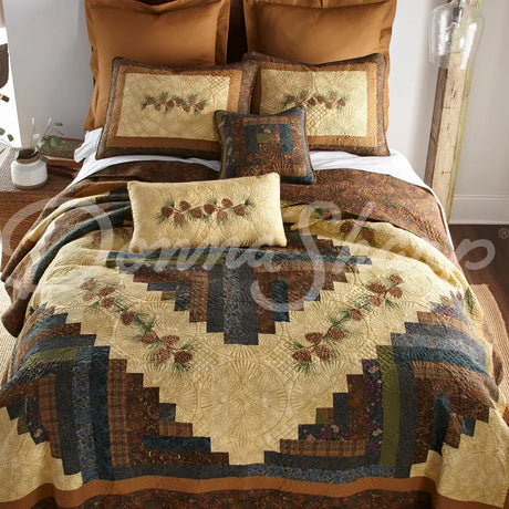 Donna Sharp Cabin Raising Pine Cone Cotton Quilted Bedding