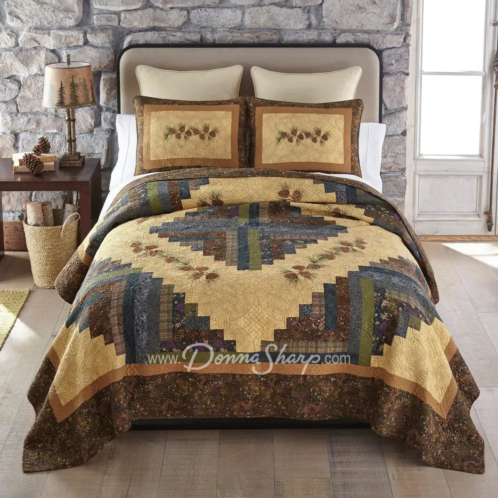 Donna Sharp Cabin Raising Pine Cone Cotton Quilted Bedding - Bedding
