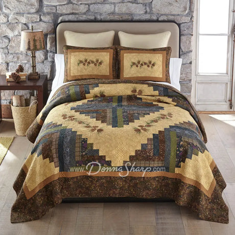 Donna Sharp Cabin Raising Pine Cone Cotton Quilted Bedding - Bedding