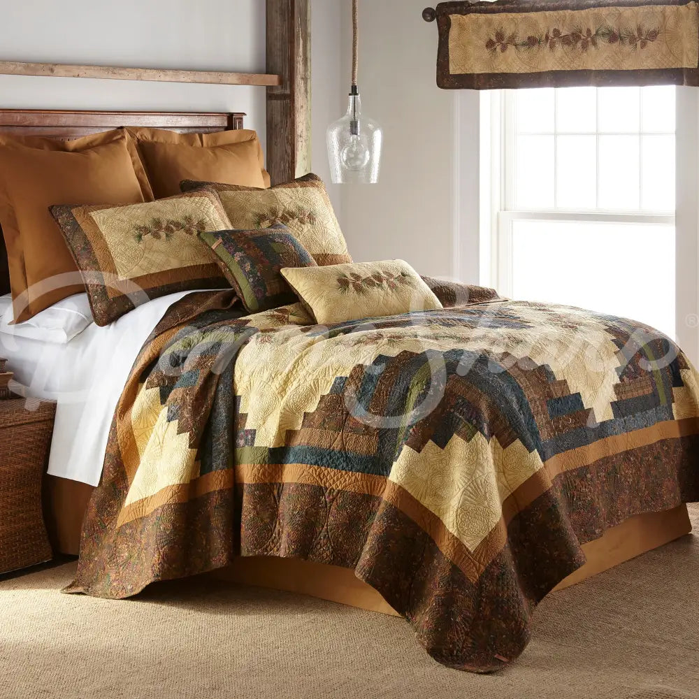 Donna Sharp Cabin Raising Pine Cone Cotton Quilted Bedding