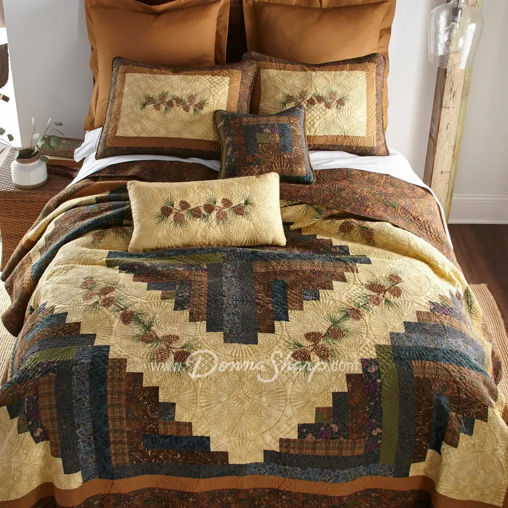 Donna Sharp Cabin Raising Pine Cone Cotton Quilted Bedding