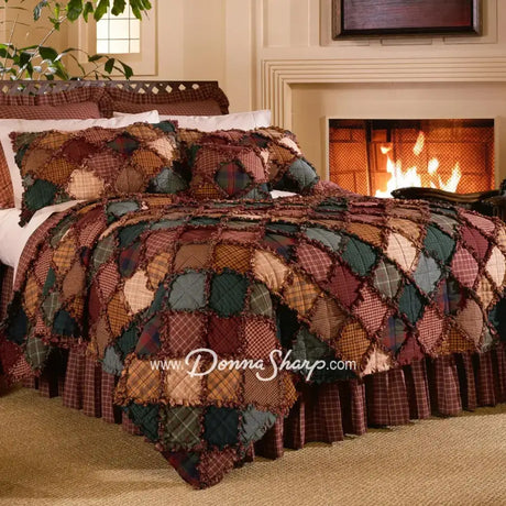 Queen Bedskirt Campfire Plaid - Gathered
