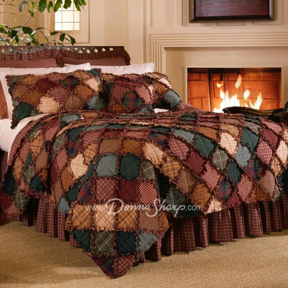 Queen Bedskirt Campfire Plaid - Gathered
