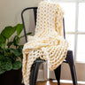 Chunky Knit Throws Cream Bedding
