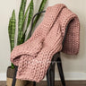 Chunky Knit Throws Mauve Bedding