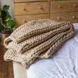 Chunky Knit Throws Taupe Bedding