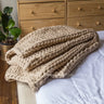 Chunky Knit Throws Taupe Bedding