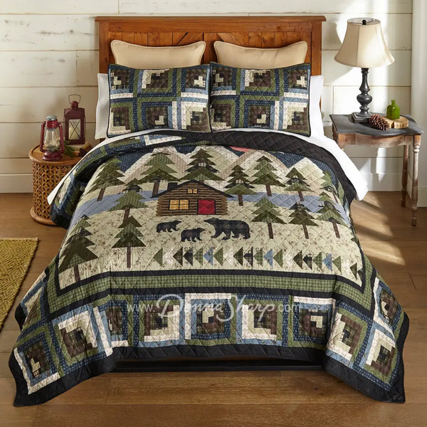 Donna Sharp Forest Weave Quilt Set – Full/Queen Reversible Lodge Bedding With 2 Pillow Shams