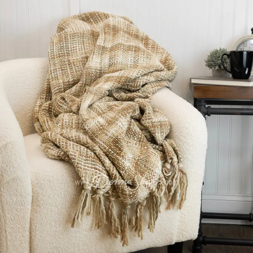 Donna Sharp Heritage Woven Throw (Tan) New
