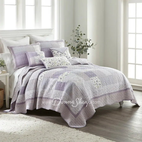 Donna Sharp Lavender Rose Cotton Pieced Quilted Bedding Bedding