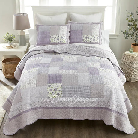 Donna Sharp Lavender Rose Cotton Pieced Quilted Bedding Bedding