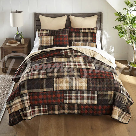 Donna Sharp Lj Plaid 3Pc Cotton Pieced Quilt Set King + 2 Shams New