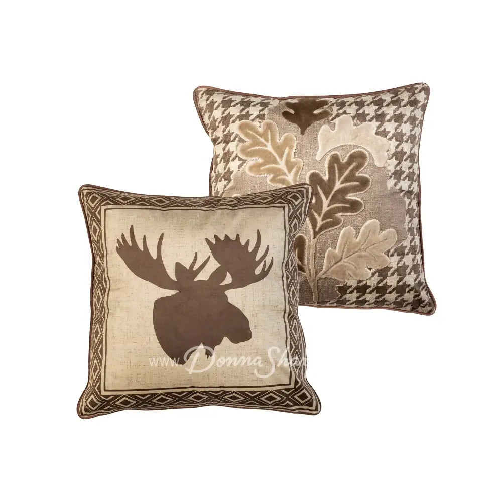 Donna Sharp Mint Patch Cotton Quilt Collection - Leaf/Moose Pillow