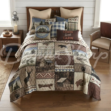 Donna Sharp Mountain Stream 3Pc Quilted Bedding Set