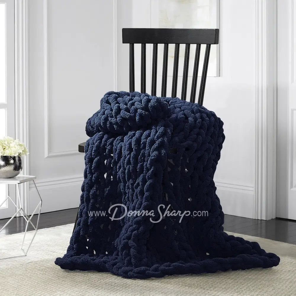 Donna Sharp Chenille Knit Throws Navy Bedding