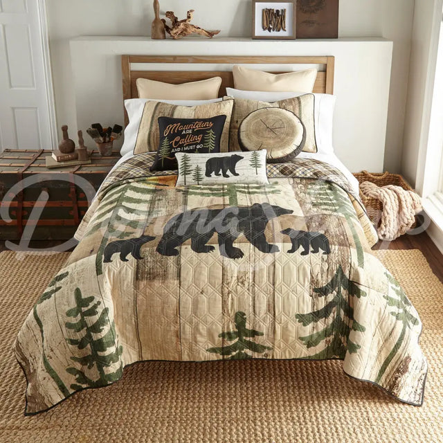 Donna Sharp Painted Bear Quilt Set Bedding