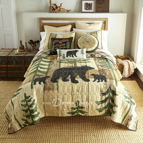 Donna Sharp Painted Bear Quilt Set King Set, Quilt + 2 Shams Bedding