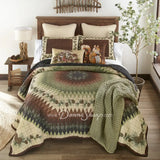 Donna Sharp Pine Circle 3pc Quilted Bedding Set King Set, Quilt + 2 Shams New