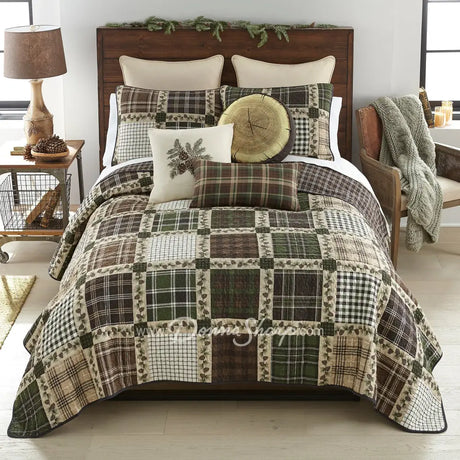 Pine Patch Quilt Set with decor pillows