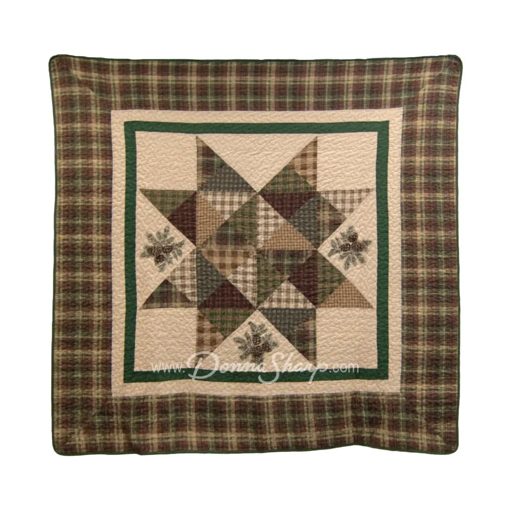 Donna Sharp Pine Star 3Pc Pieced & Embroidered Cotton Quilt Set New