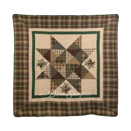 Donna Sharp Pine Star 3Pc Pieced & Embroidered Cotton Quilt Set New