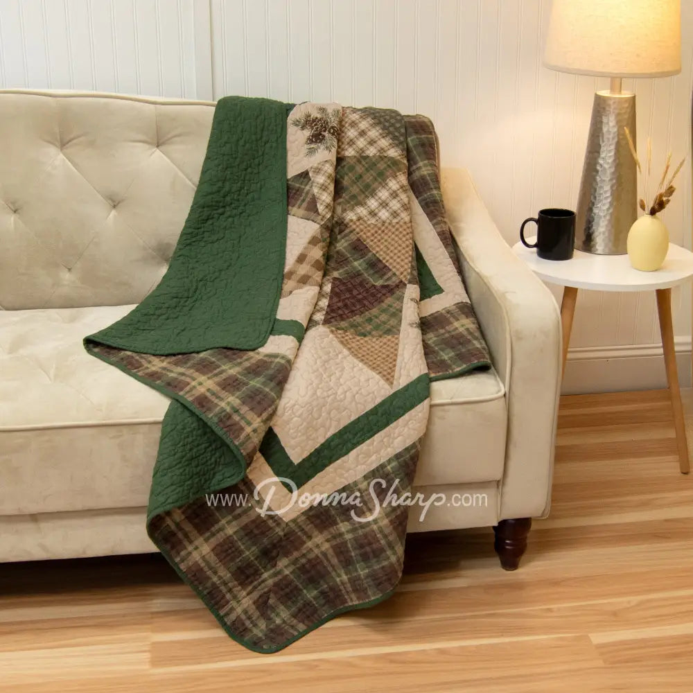 Donna Sharp Pine Star 3Pc Pieced & Embroidered Cotton Quilt Set New