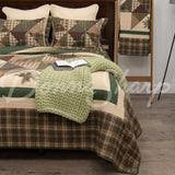 Donna Sharp Pine Star 3Pc Pieced & Embroidered Cotton Quilt Set New