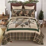 Donna Sharp Pine Star 3Pc Pieced & Embroidered Cotton Quilt Set Queen + 2 Shams New