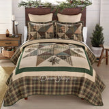 Donna Sharp Pine Star 3Pc Pieced & Embroidered Cotton Quilt Set Queen + 2 Shams New