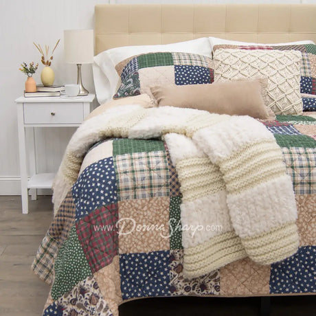 Rustic Paisley Pieced Cotton Quilt Set From Donna Sharp Queen + 2 Shams New