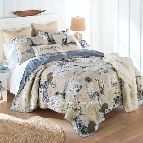 Donna Sharp Seascape Cotton Quilted Bedding Set New