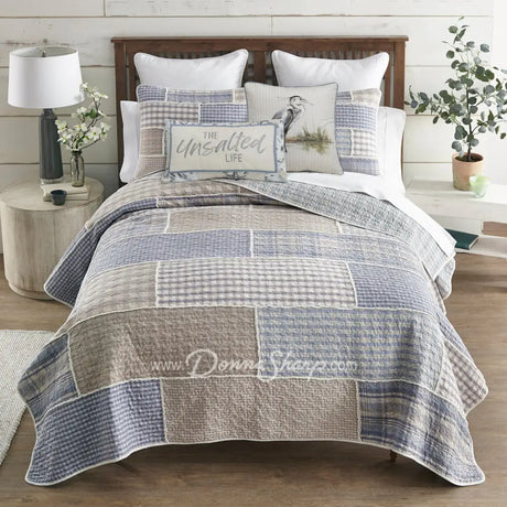 Donna Sharp Slate Cobblestone Cotton Patchwork Quilt Set Bedding