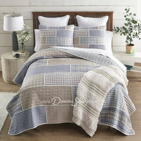 Donna Sharp Slate Cobblestone Cotton Patchwork Quilt Set Bedding