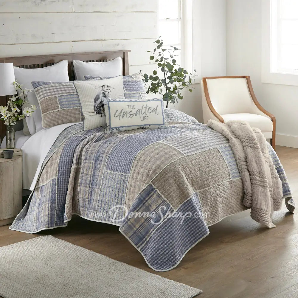 Donna Sharp Slate Cobblestone Cotton Patchwork Quilt Set Bedding