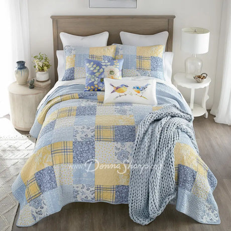 Donna Sharp Spring Flowers Cotton Pieced Quilted Bedding Set New