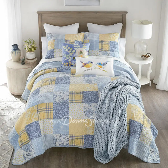 Donna Sharp Spring Flowers Cotton Pieced Quilted Bedding Set New