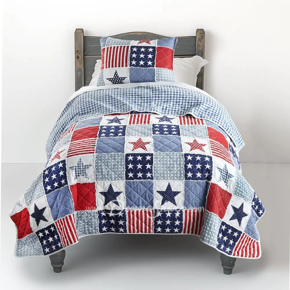 Star & Stripe 3pc Cotton quilt Set from Your Lifestyle Twin Bedding