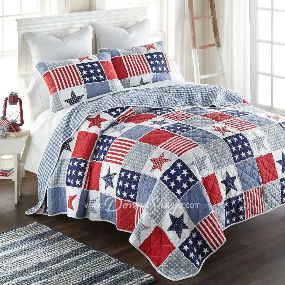 Star & Stripe 3Pc Cotton Quilt Set From Your Lifestyle By Donna Sharp Bedding