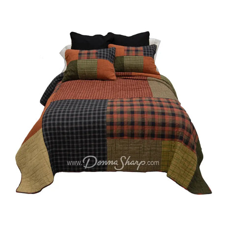 Donna Sharp Woodland Square Cotton Quilt Bedding Queen Set, Quilt + 2 Shams Bedding