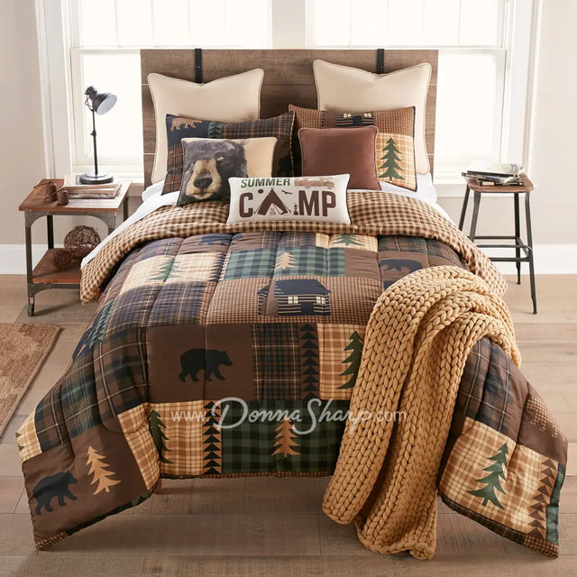 Donna Sharp Your Lifestyle Brown Bear Cabin 3Pc Comforter Set - Pillow Bedding