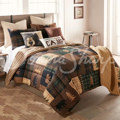 Donna Sharp Your Lifestyle Brown Bear Cabin 3Pc Comforter Set Bedding